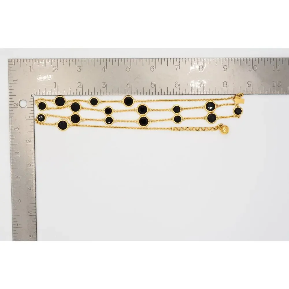 Kate Spade Crystal Confetti Necklace Chain Black Open Bezel Crystal Gold Tone 9J